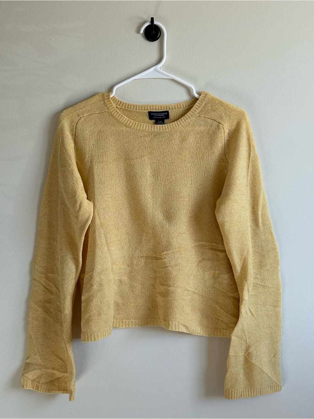 Anerican Eagle Wool Soft Knit Crewneck Sweater in butter Yellow